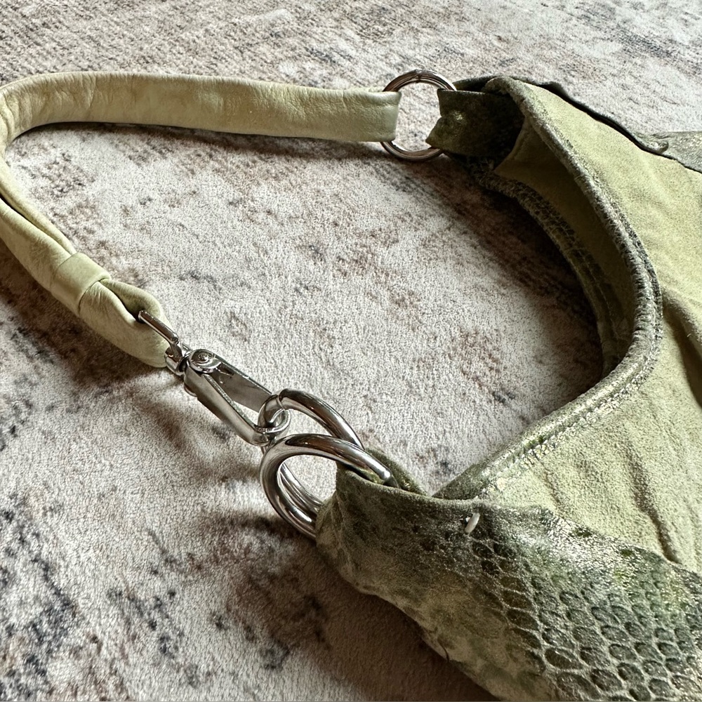 Pietro Alessandro Leather Suede
Tiered Shoulder‎ Bag Purse
Lime Green Snake Skin - Picture 8 of 11
